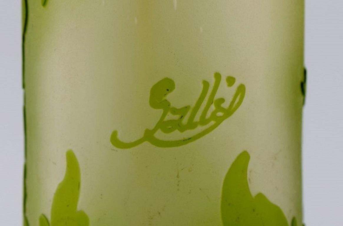 Giant Emile Gallé Vase In Frosted And Green Art Glass With Motifs Of Foliage photo vintage