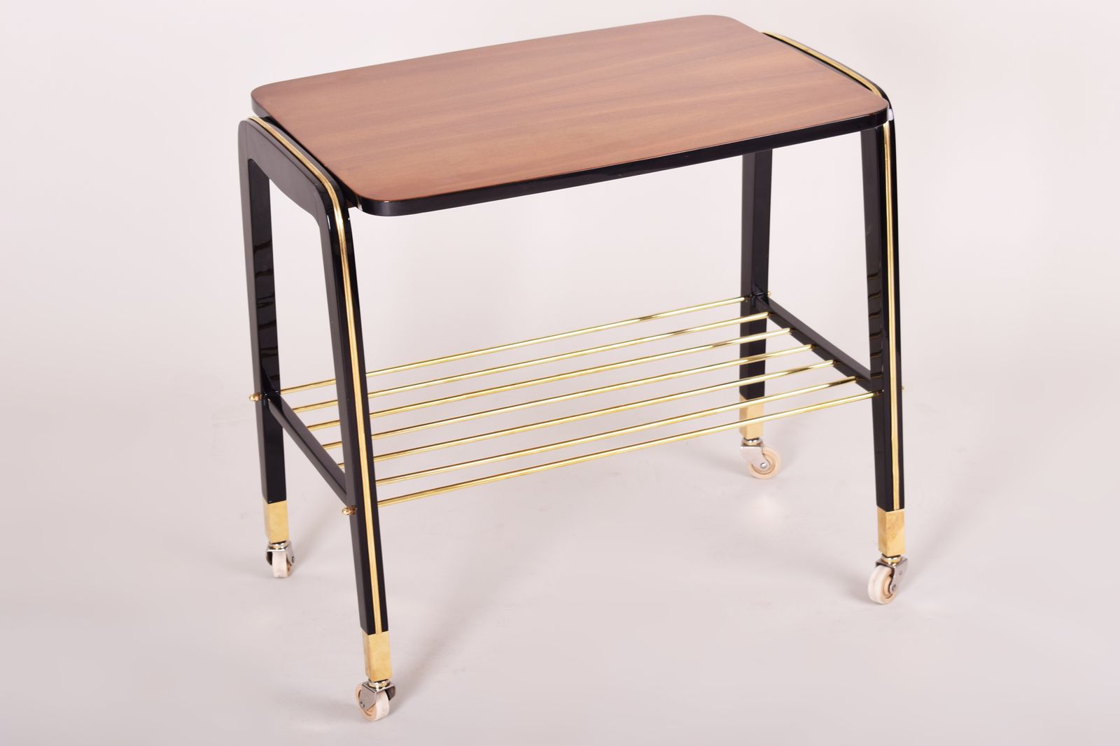 French Art Deco Trolley, Completely Restored, Made Out Of Mahogany, 1950s.
