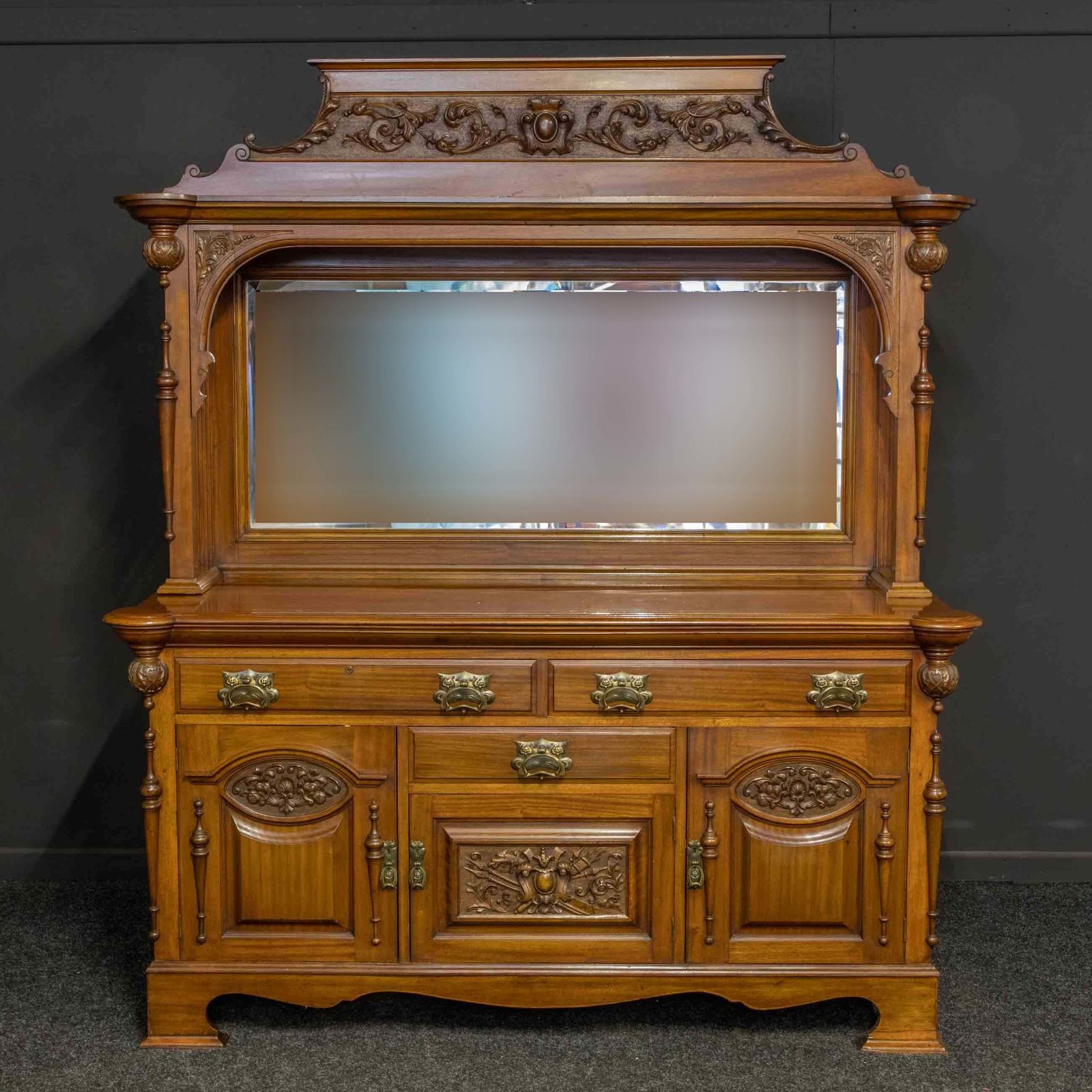Victorian Mahogany Sideboard, 1800s photo vintage