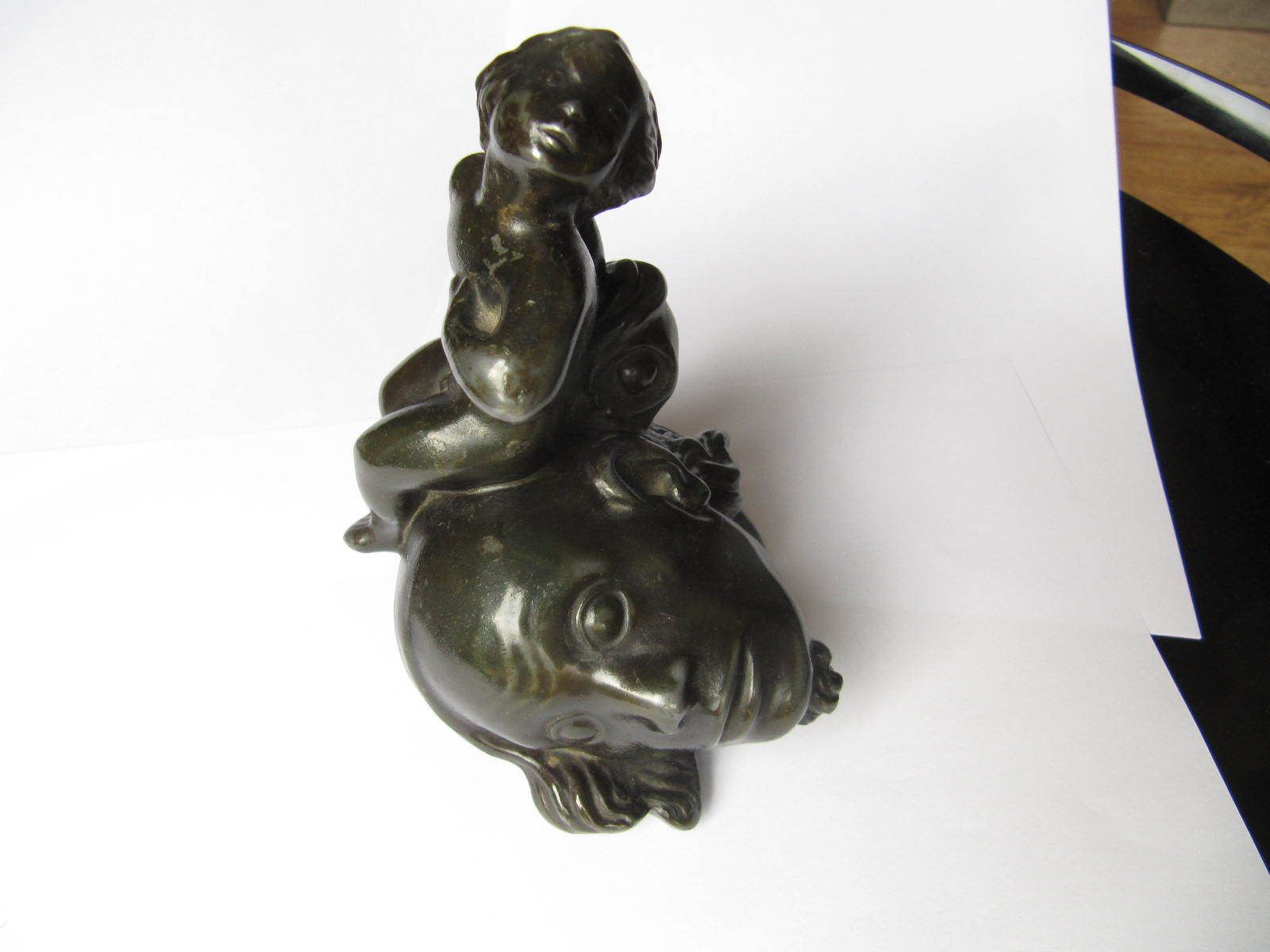 Just Andersen Art Deco 'Bronzed' Sculpture C1930s Seaboy Sitting On A Large Head Or Bust