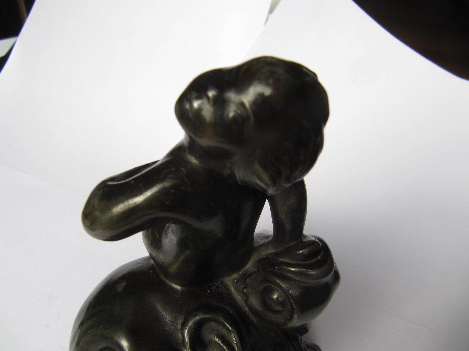 Just Andersen Art Deco 'Bronzed' Sculpture C1930s Seaboy Sitting On A Large Head Or Bust photo Home Decor