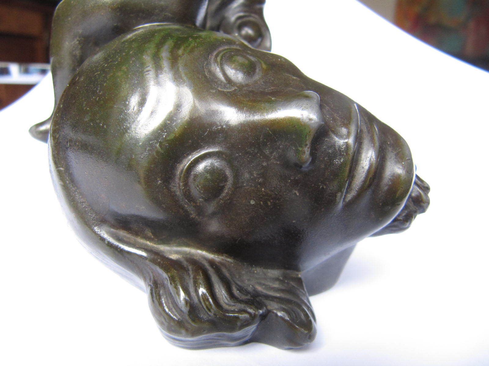 Just Andersen Art Deco 'Bronzed' Sculpture C1930s Seaboy Sitting On A Large Head Or Bust photo vinterior
