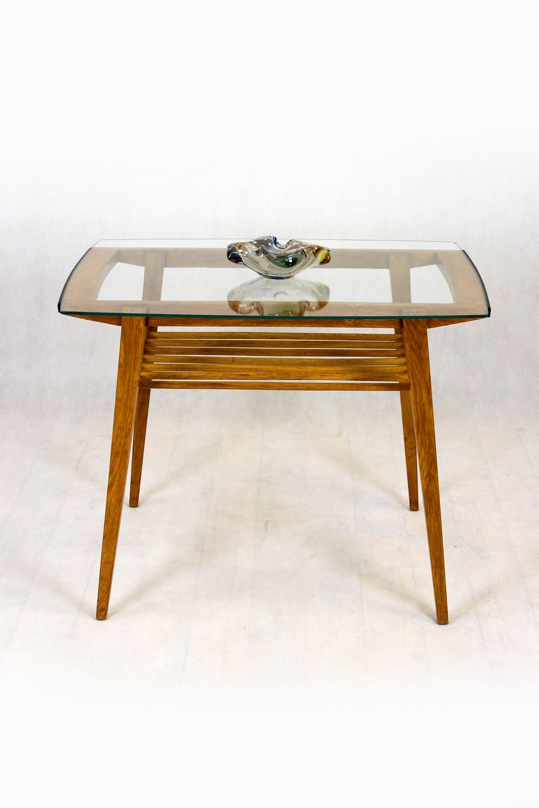 Wooden Coffee Table With Glass Top From Drevozpracujici Druzstvo, 1960s photo furniture