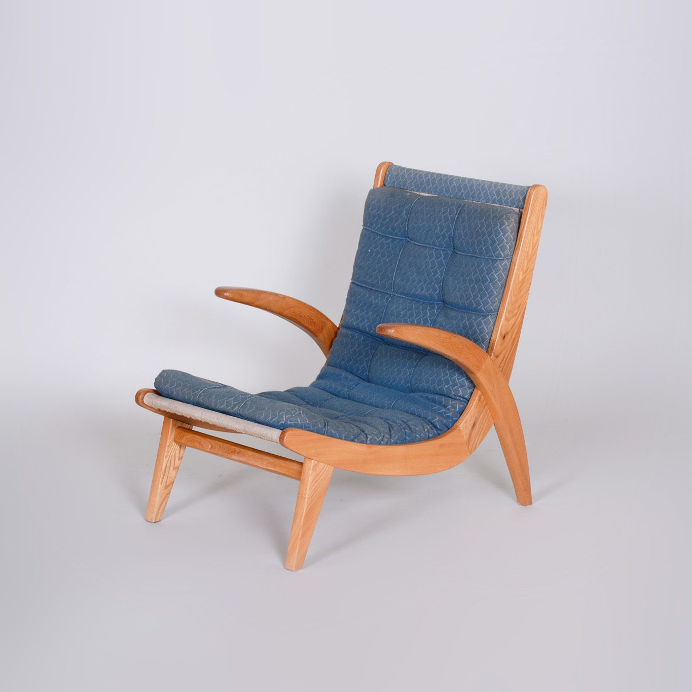 Furniture Pair Of Blue Mid Century Armchairs, Designed By Jan Vaněk In The 1950s. Ash. photo