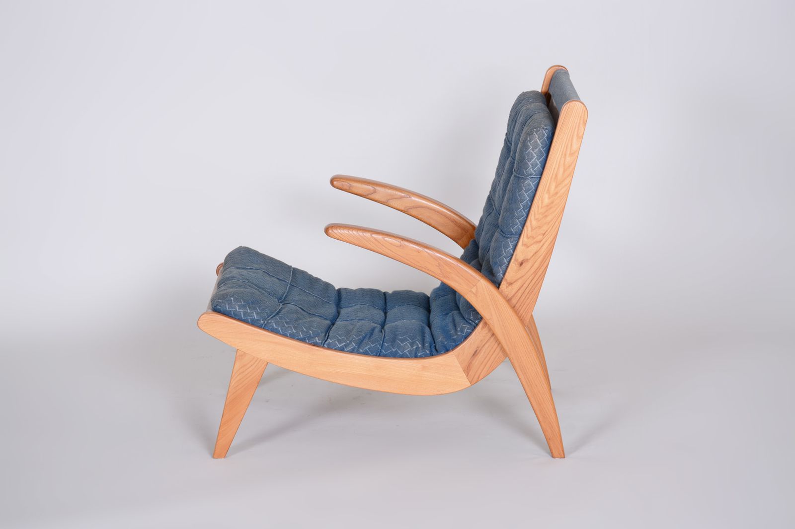 photo vinterior Pair Of Blue Mid Century Armchairs, Designed By Jan Vaněk In The 1950s. Ash.