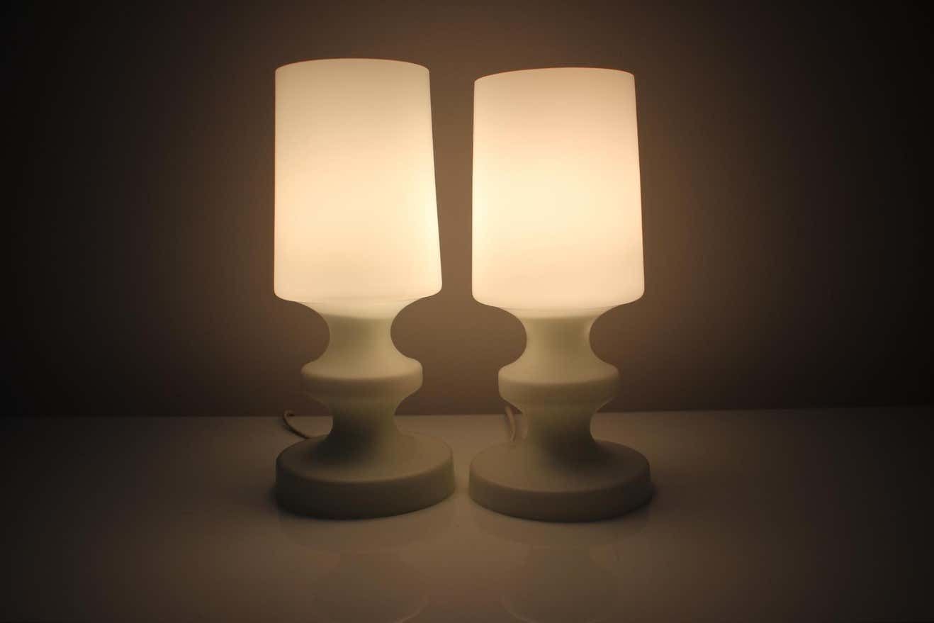 Mid Century All Glass Table Lamp/ Osvětlovací Sklo Valašské Meziříčí, 1970's photo for sale