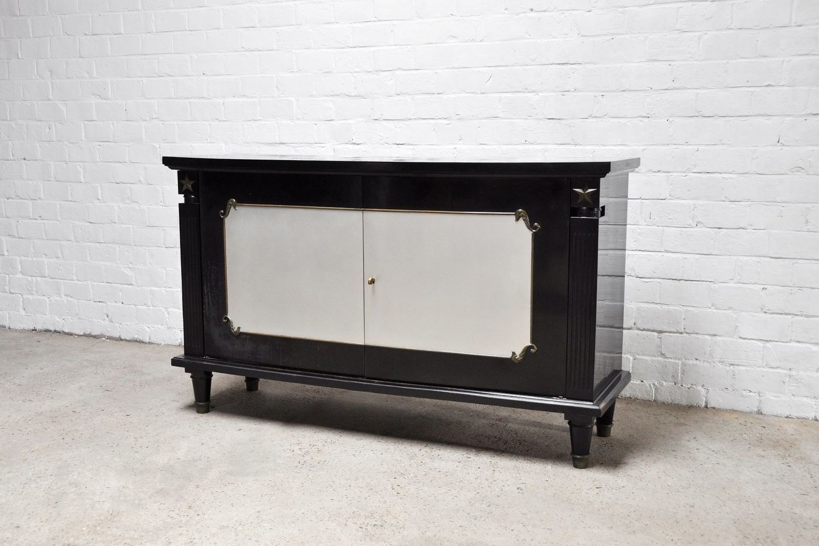 Art Deco Black Lacquer And Bronze Cabinet In The Style Of André Arbus, France, 1930s photo furniture