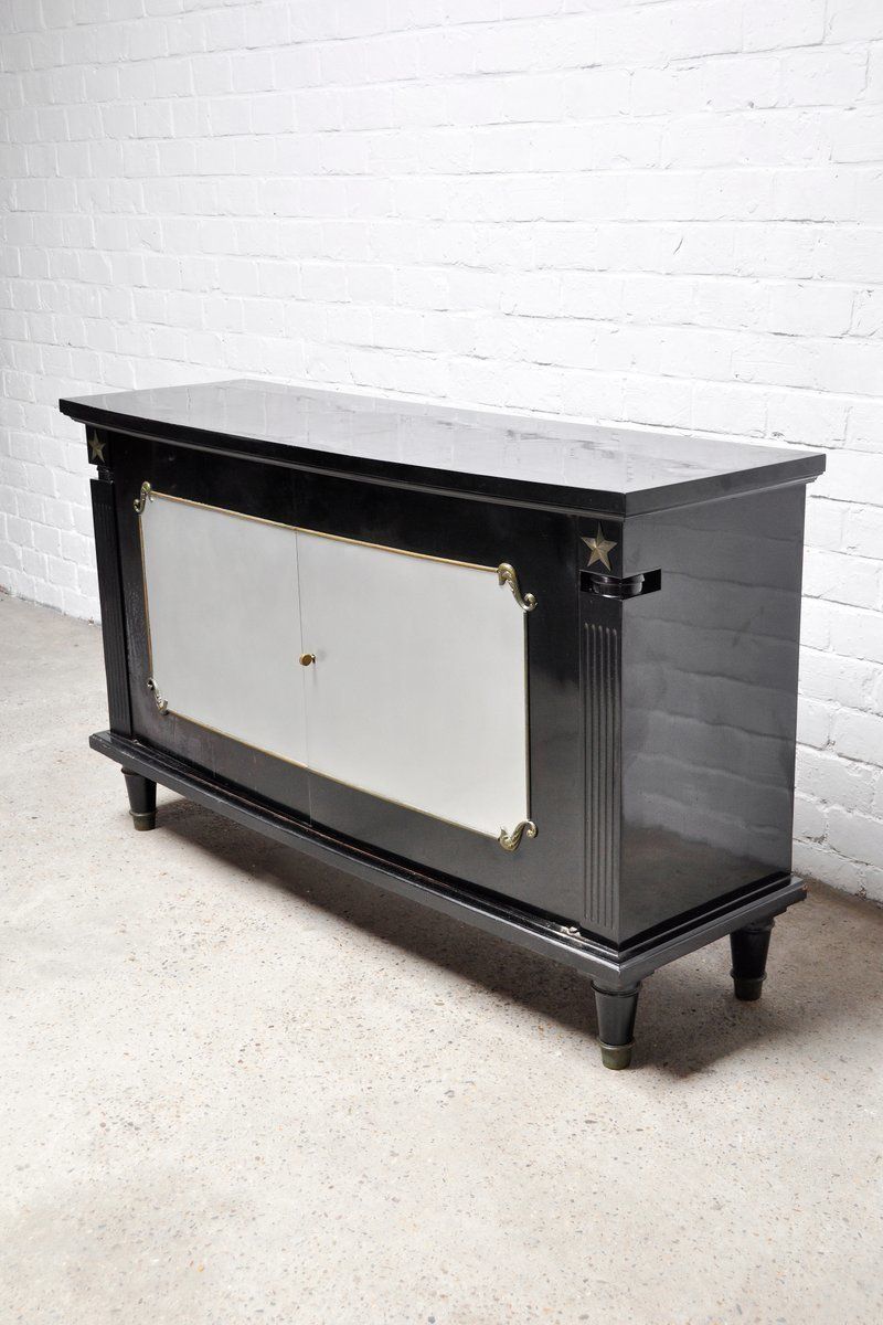 Art Deco Black Lacquer And Bronze Cabinet In The Style Of André Arbus, France, 1930s photo vinterior