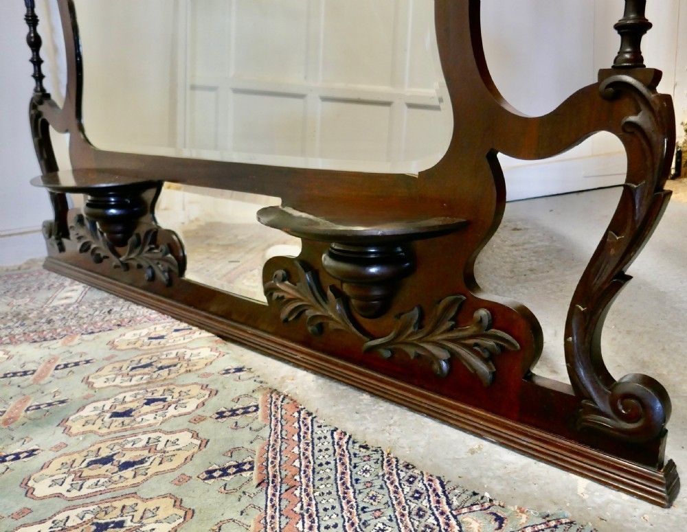 Large Chinese Chippendale Mahogany Overmantel photo vinterior