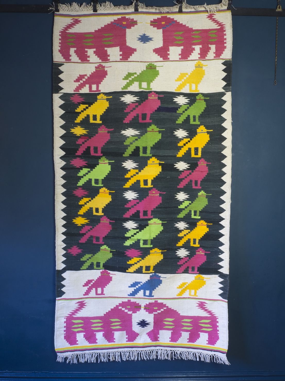 Pictorial Dhurrie With Birds And Tigers photo furniture