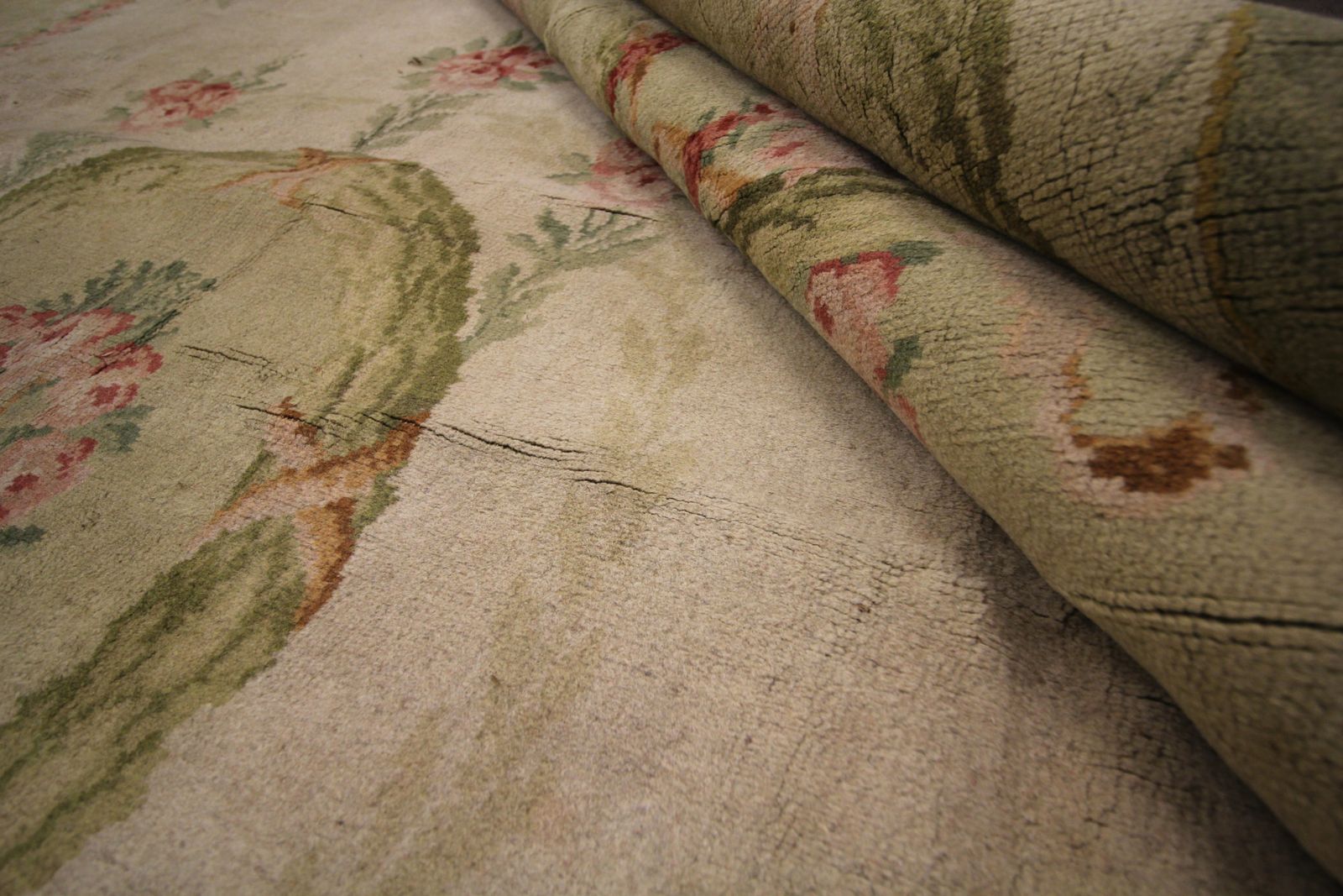 Antique Savonnerie French Carpet Handwoven Wool Area Rug  274x366cm photo Textiles