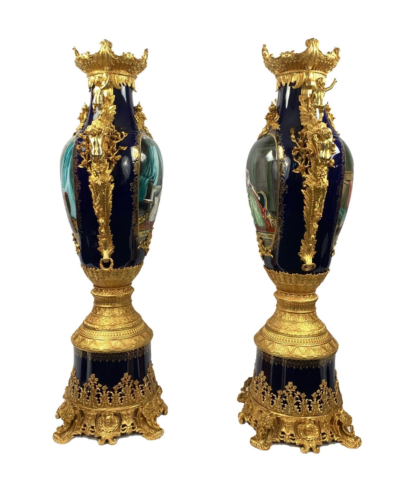 Large Pair Of Porcelain And Gilt Metal Vases photo furniture