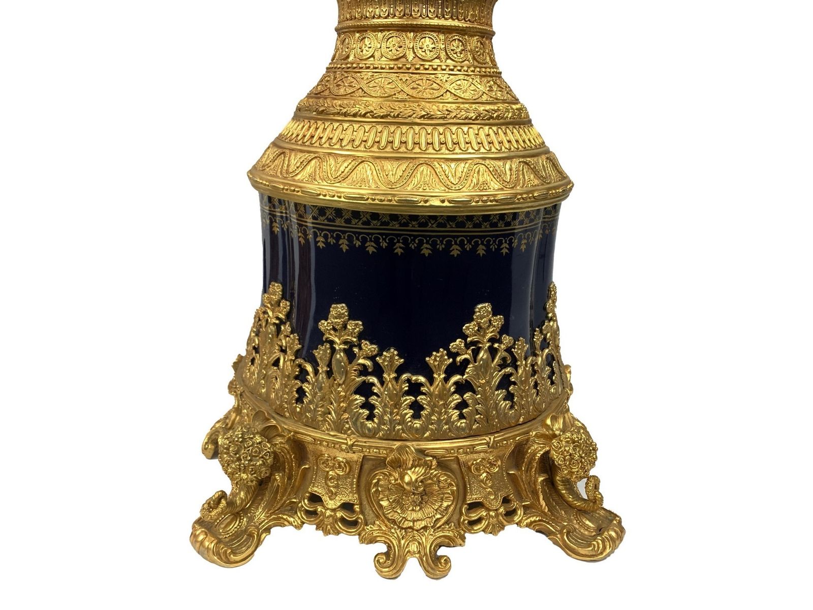 Large Pair Of Porcelain And Gilt Metal Vases photo for sale