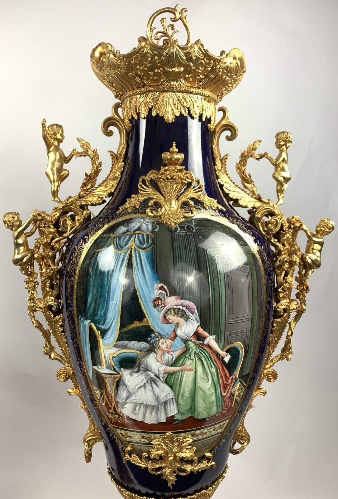 Large Pair Of Porcelain And Gilt Metal Vases photo 11500.0