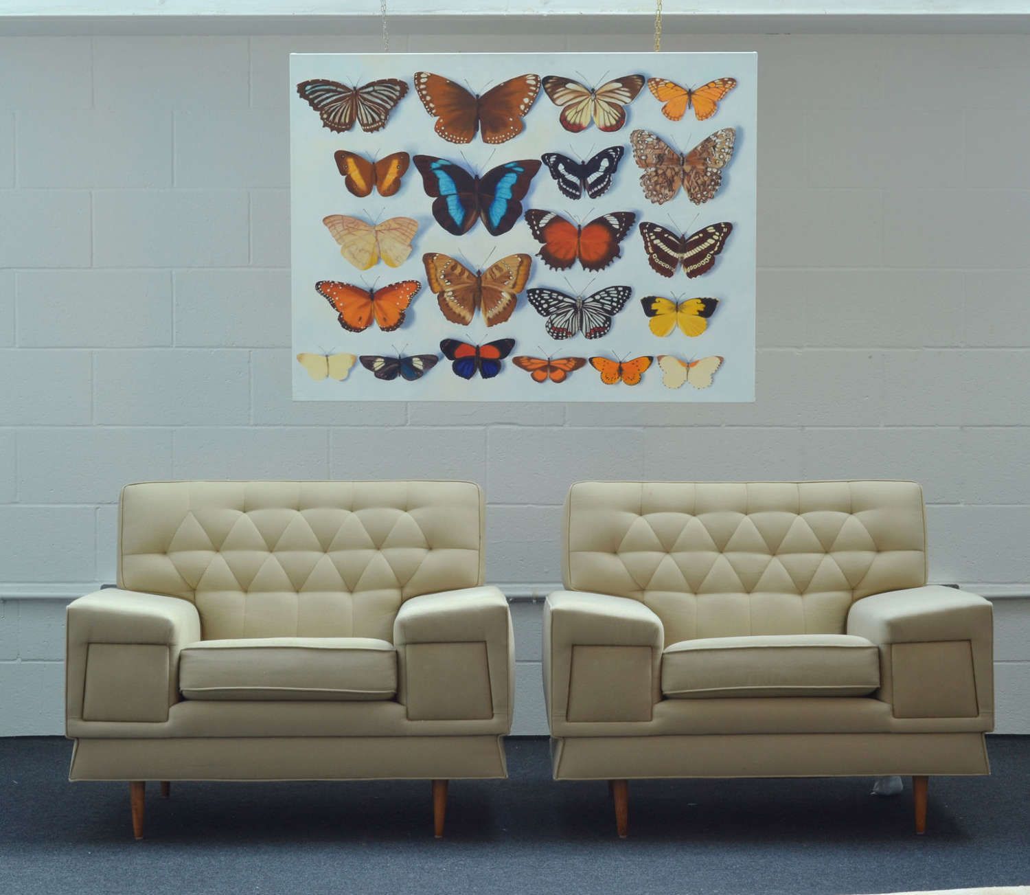 Pair Of Large Cream 1950's Club Chairs Attributed To Paul Mccobb photo furniture