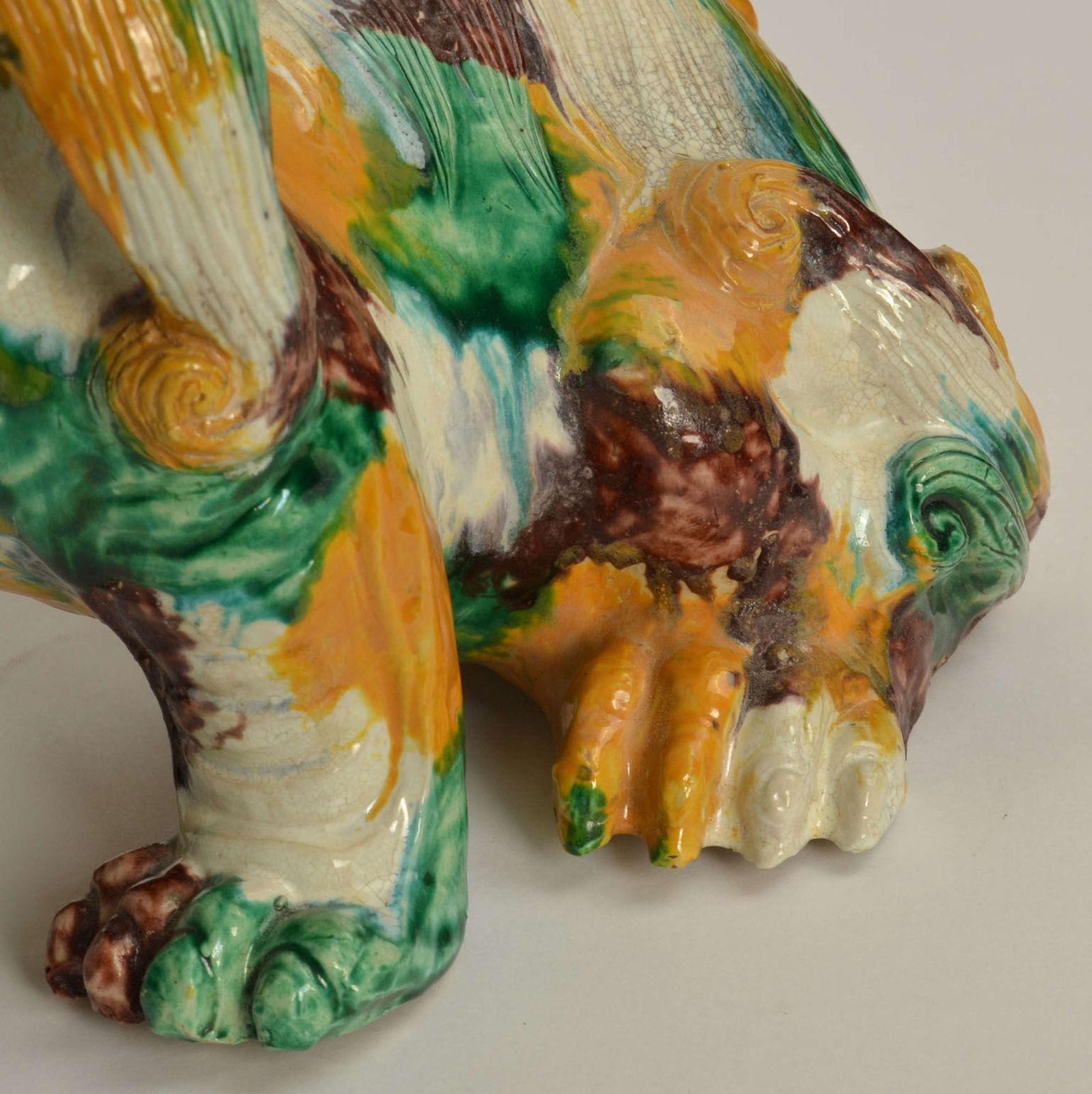 1600.0 Pair Of Chinese Qilin 20th Century In Sancai Glazed Ceramic photo