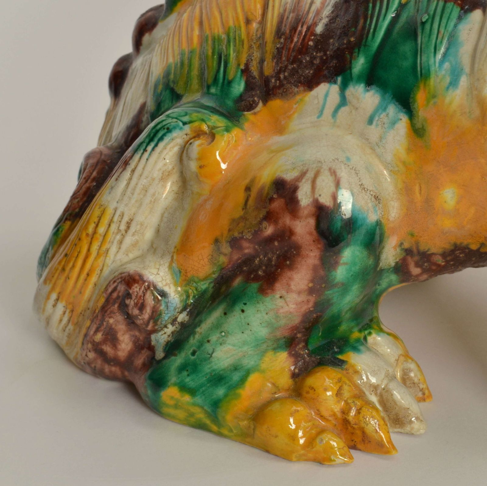 photo vinterior Pair Of Chinese Qilin 20th Century In Sancai Glazed Ceramic