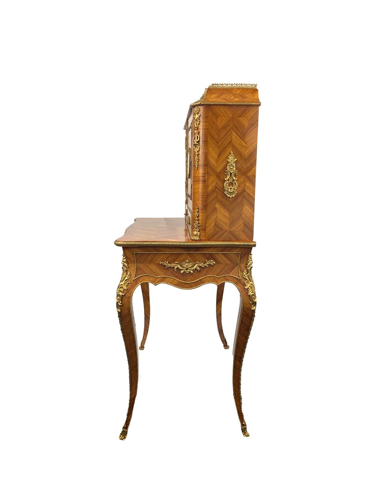 French Kingwood, Gilt Metal And Porcelain Mounted Bonheur Du Jour, Late 19th Century photo for sale
