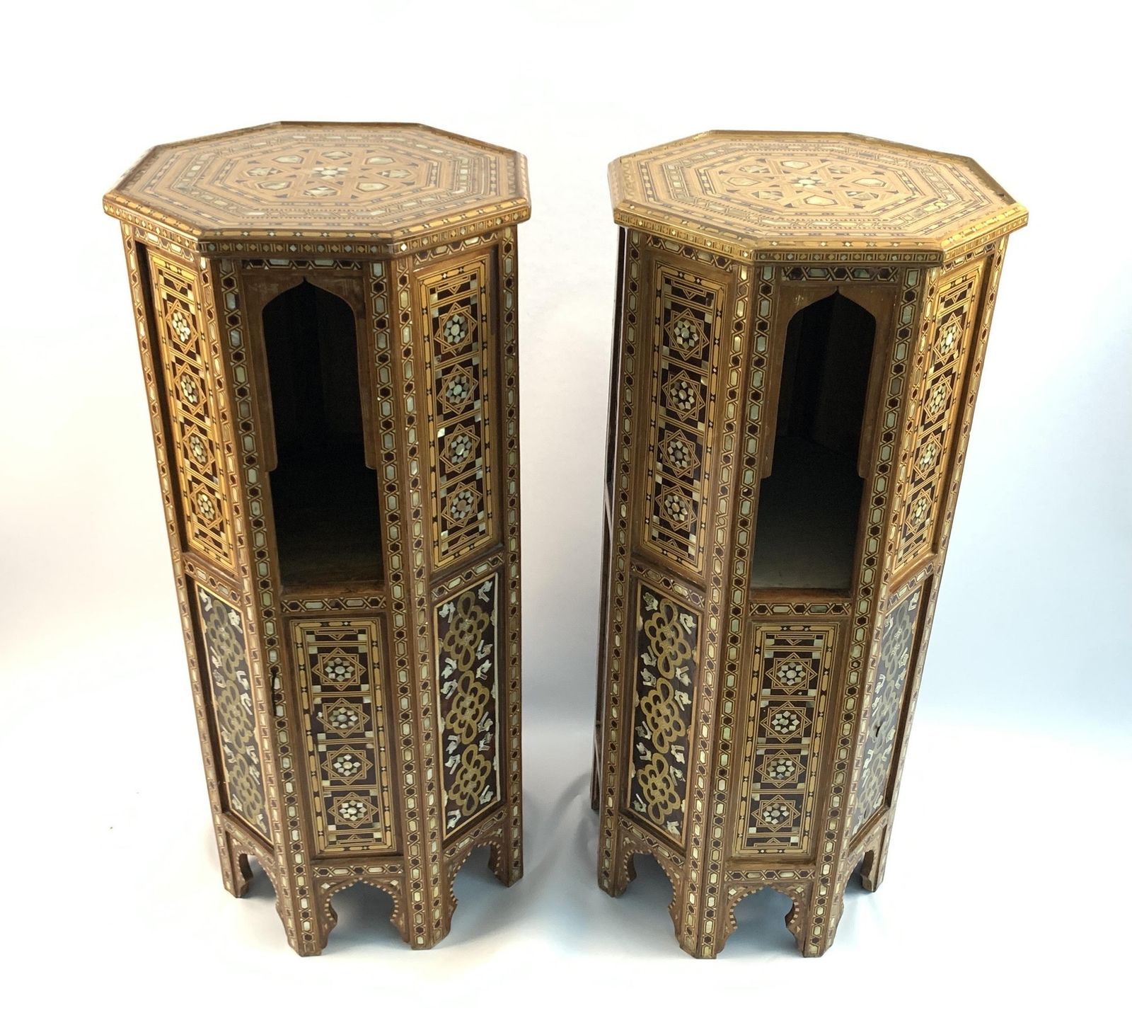 A Pair Of Ottoman Mother Of Pearl And Tortoiseshell Stands,19th Century photo buy