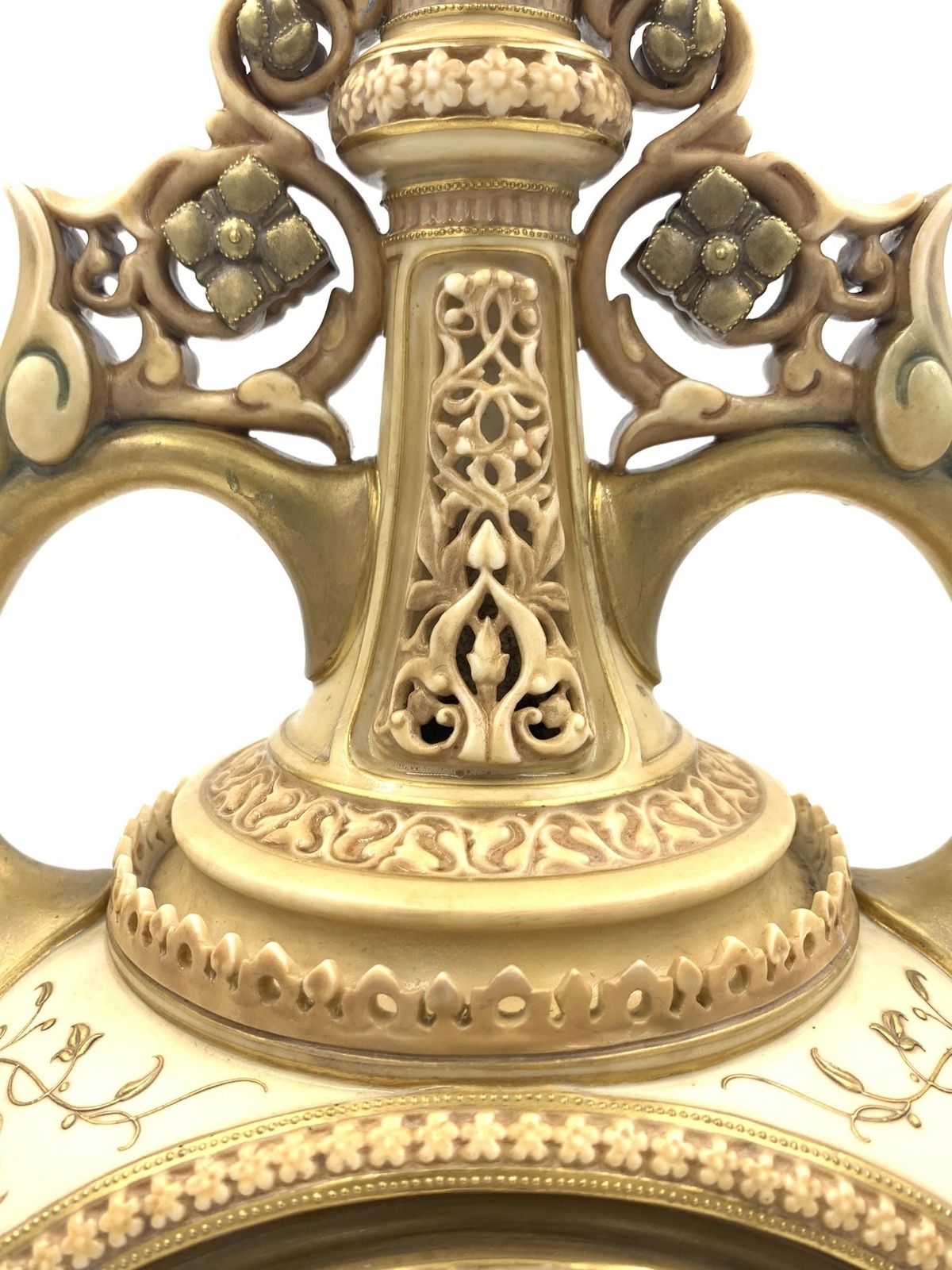 photo for sale Late 19th Century Floral Gilt Decorated Royal Worcester Porcelain Vase