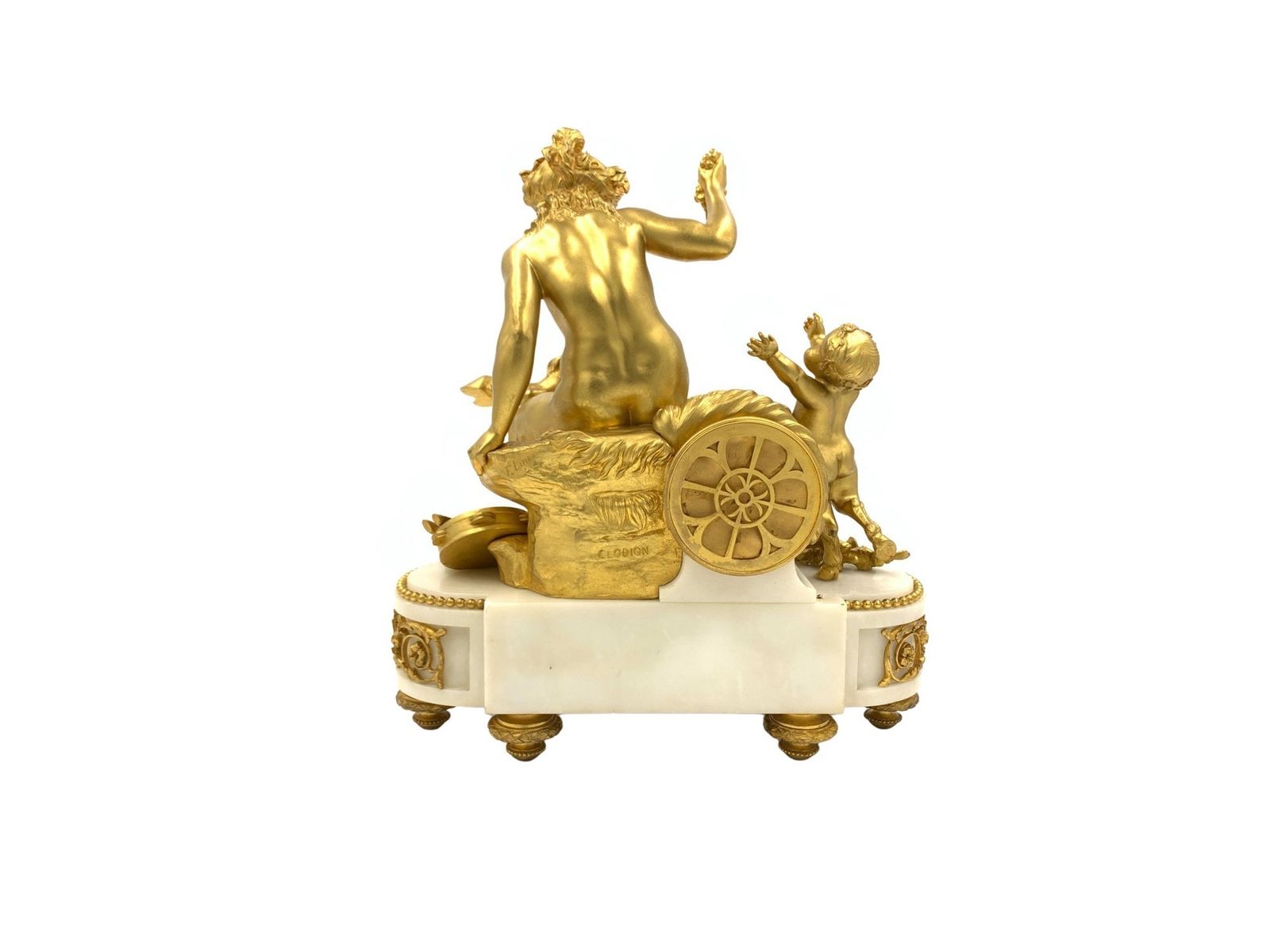 Louis XVI Style Gilt Bronze And White Marble Clock, François Linke, France, Late 19th Century photo for sale