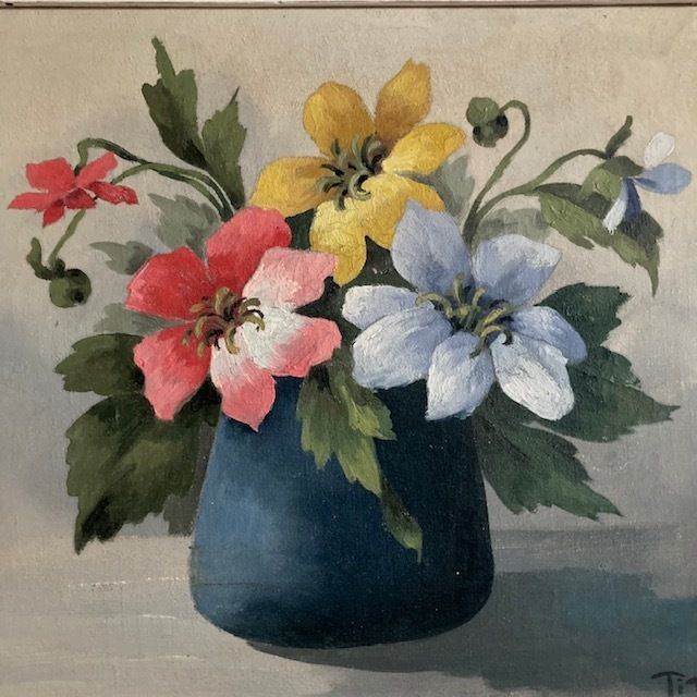 Flowers In Blue Vase, 1950s, Vintage photo furniture