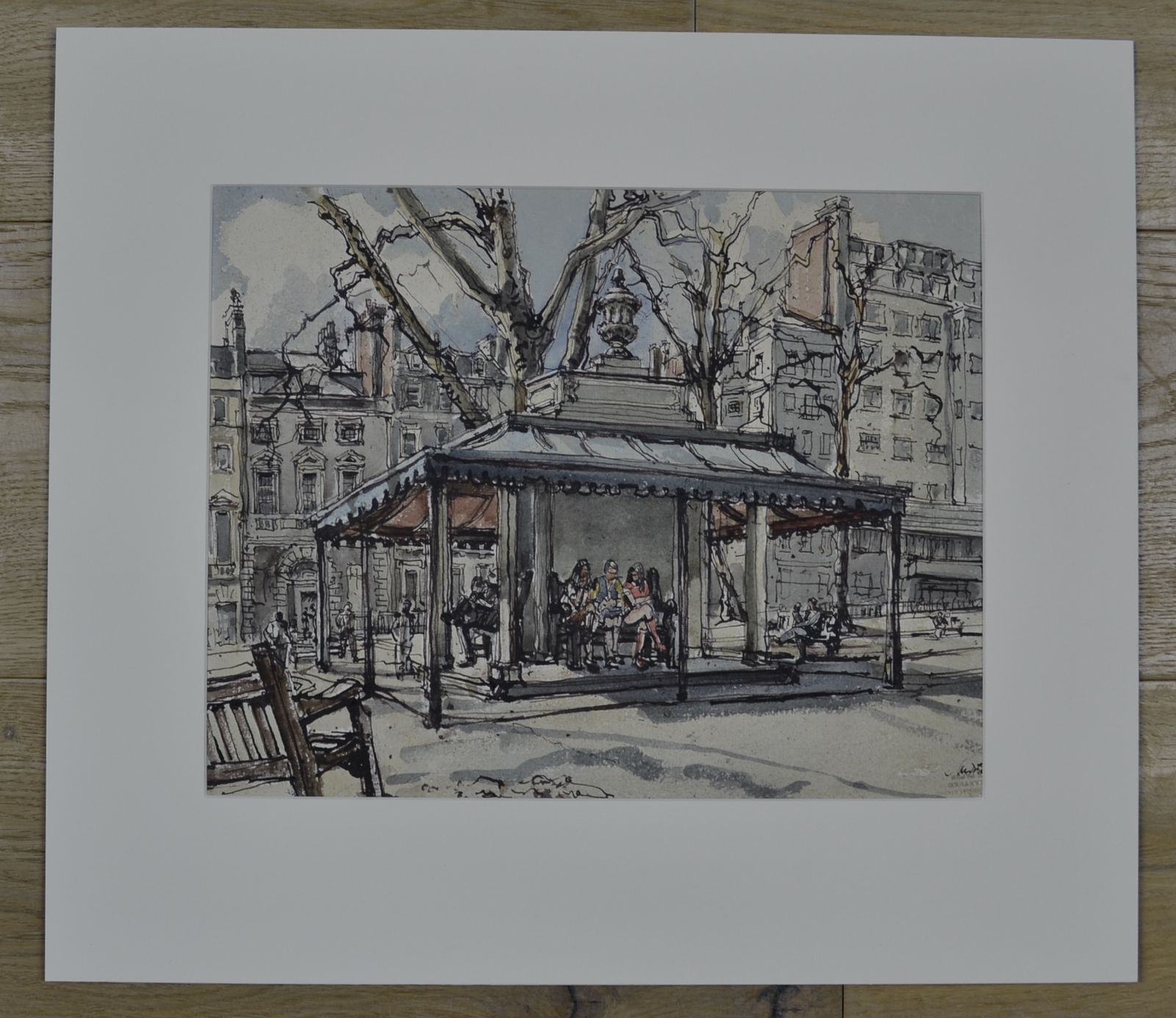 Marianne Von Werther, Rba, The Pump House Gazebo, Berkeley Square, London, 20th Century Watercolour Drawing photo vinterior
