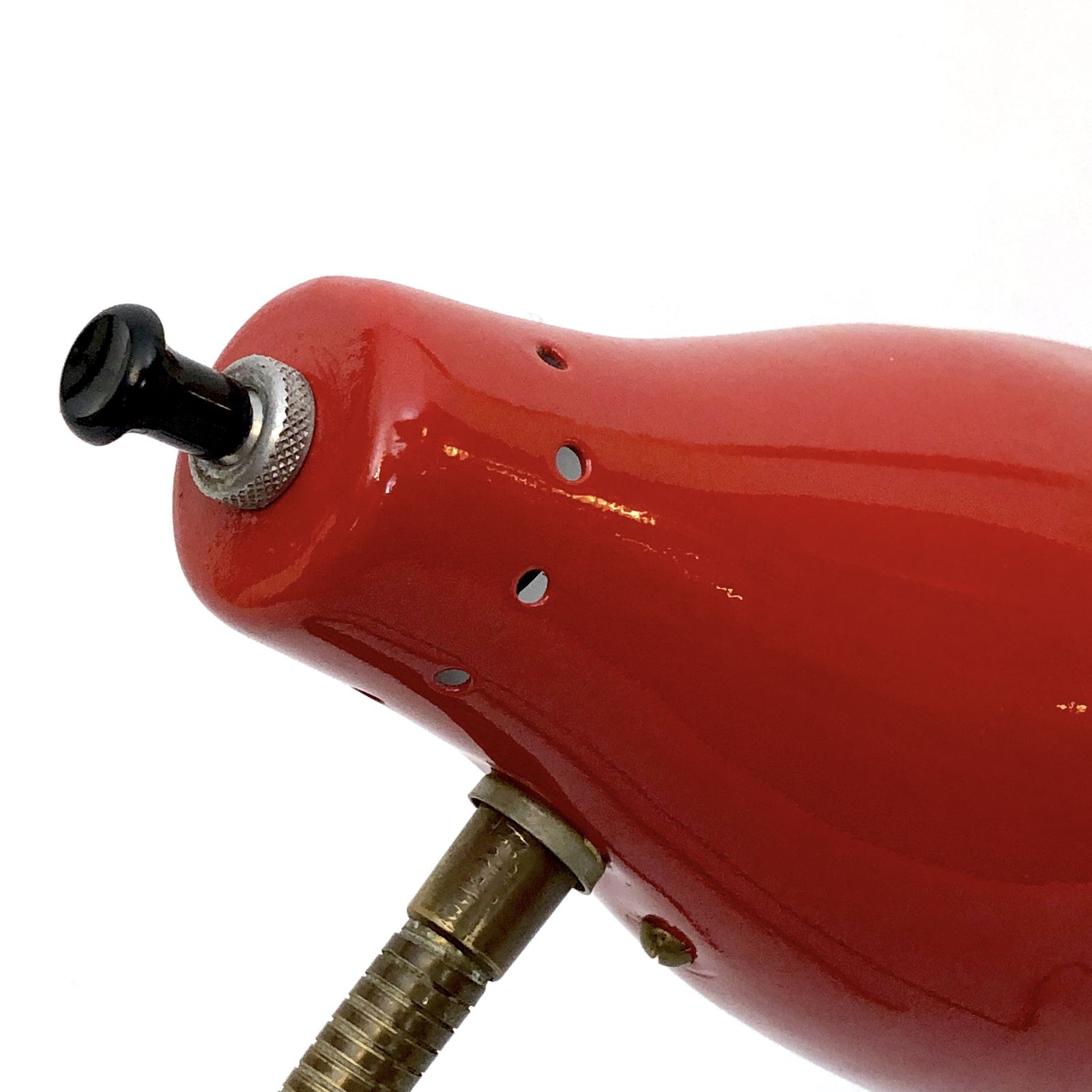 photo furniture Vintage Italian Brass And Red Lacquer Flexible Table Lamp From 50s