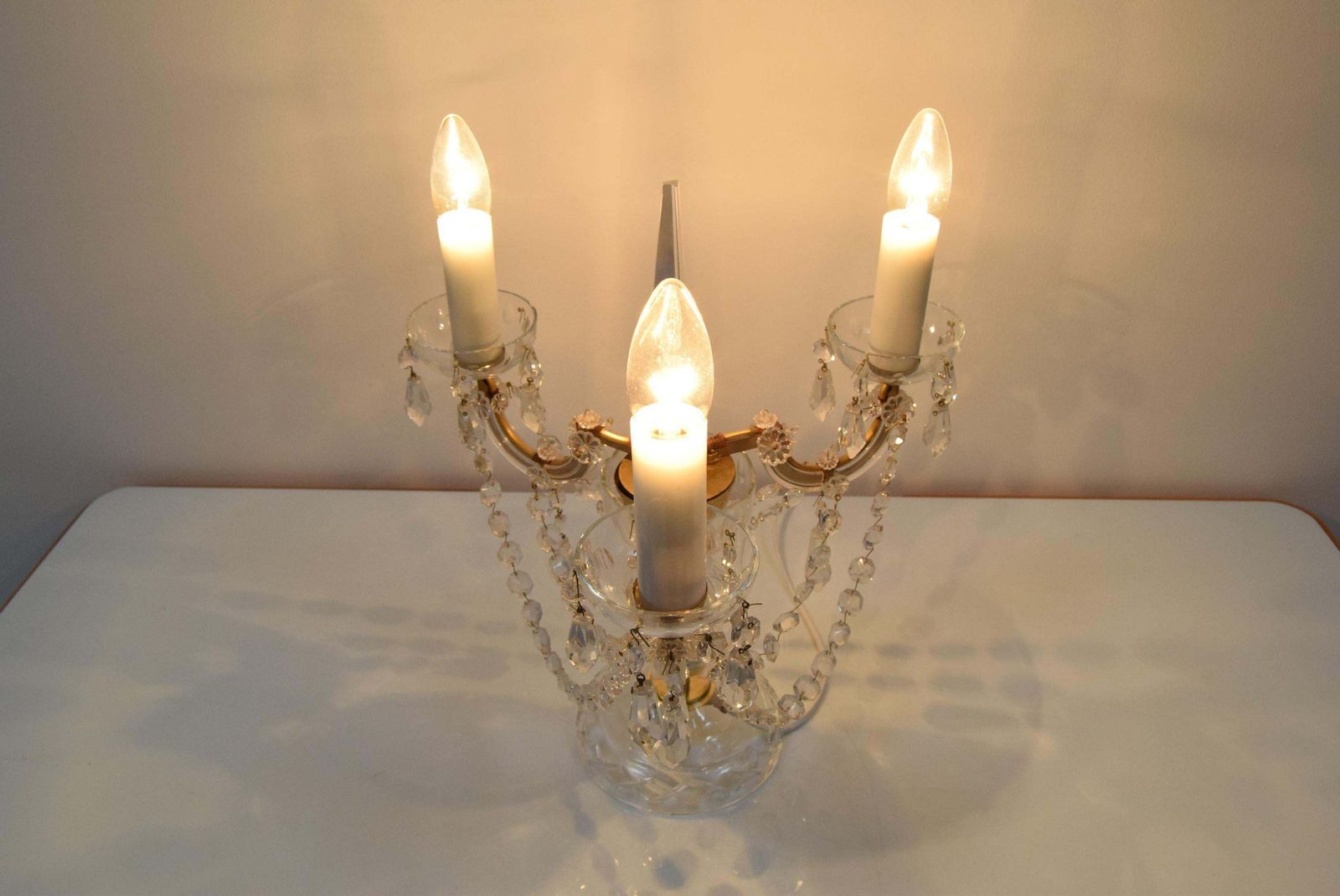 Mid Century Crystal Glass Table Lamp By Kamenicky Senov,1960's. photo 362.0