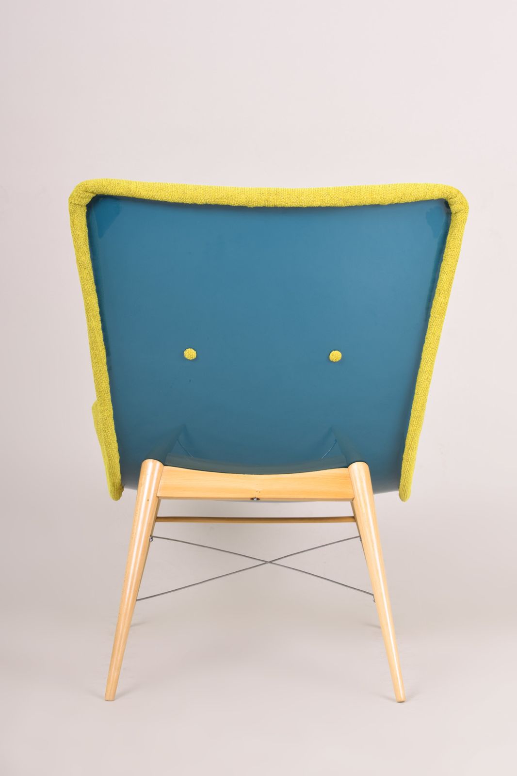Yellow And Blue Mid Century Armchairs, Made In 1950s Czechia. Fully Restored. photo furniture