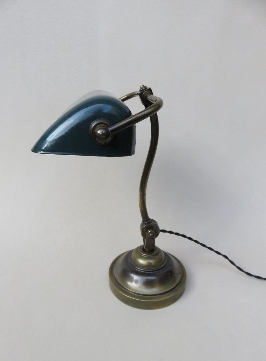 Art Nouveau Enameled Brass Banker's Lamp photo furniture
