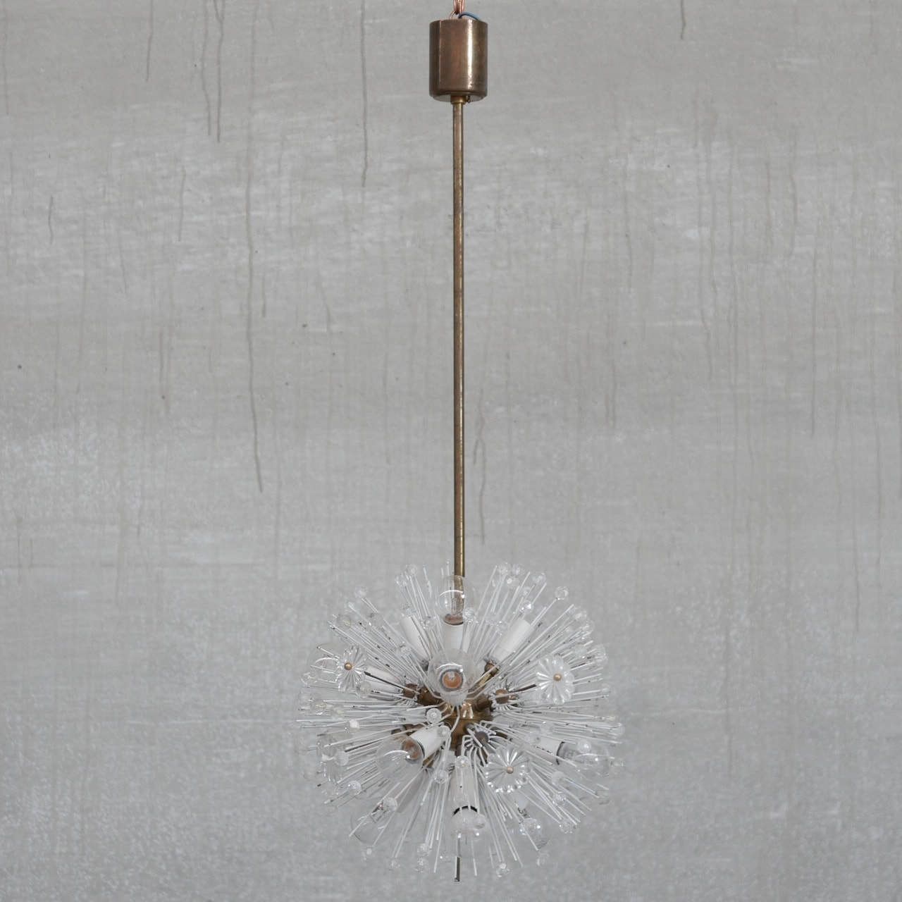 Austrian Mid Century Glass And Brass Chandelier Pendant By Emil Stejnar photo vinterior