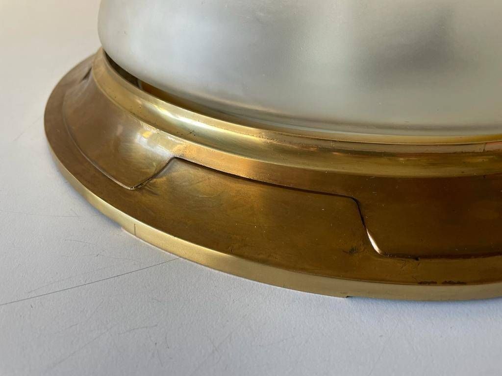 Italian Glass & Heavy Brass Base Ceiling Or Wall Lamp By Mod Dep Lamp Art, 1960s, Italy photo buy