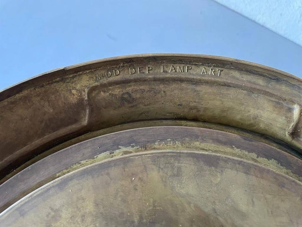 photo for sale Italian Glass & Heavy Brass Base Ceiling Or Wall Lamp By Mod Dep Lamp Art, 1960s, Italy