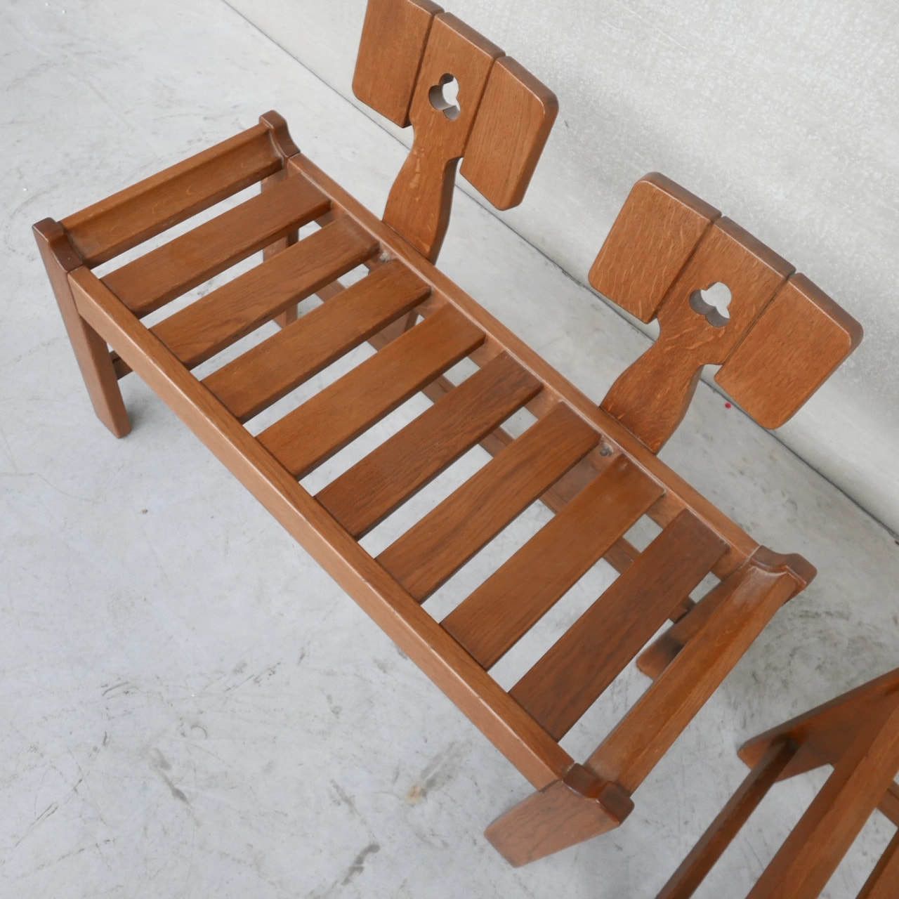 Oak Mid Century French Guillerme Et Chambron Lounge Chairs photo for sale