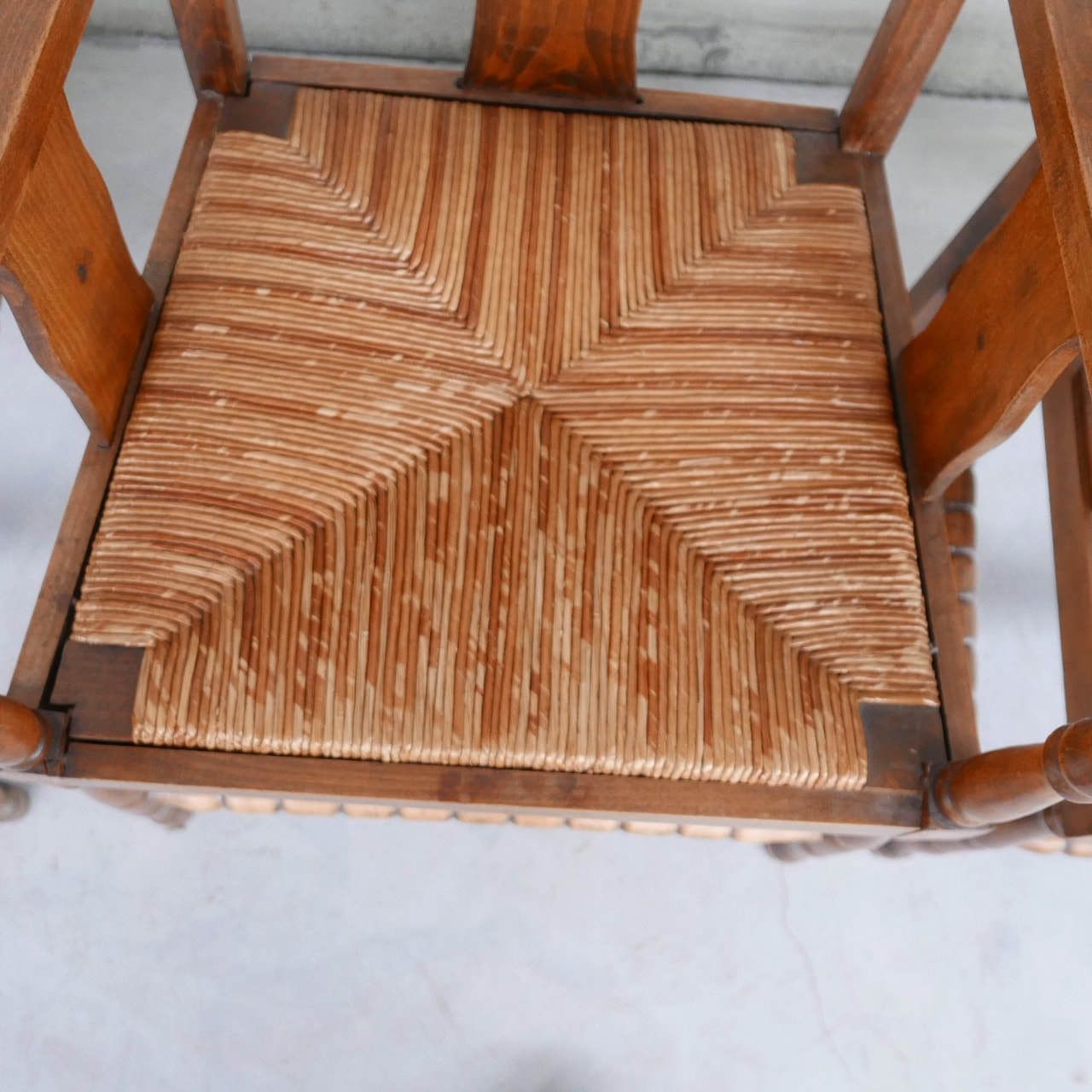 Two Pairs Of French Mid Century Rush Oak Armchairs photo 650.0