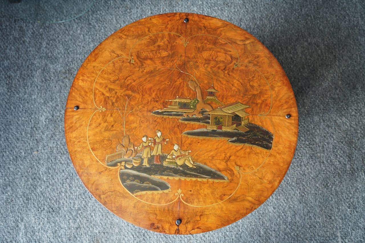 Antique Shibayama Inlaid Japanese Nested Tables In Burr Walnut photo furniture
