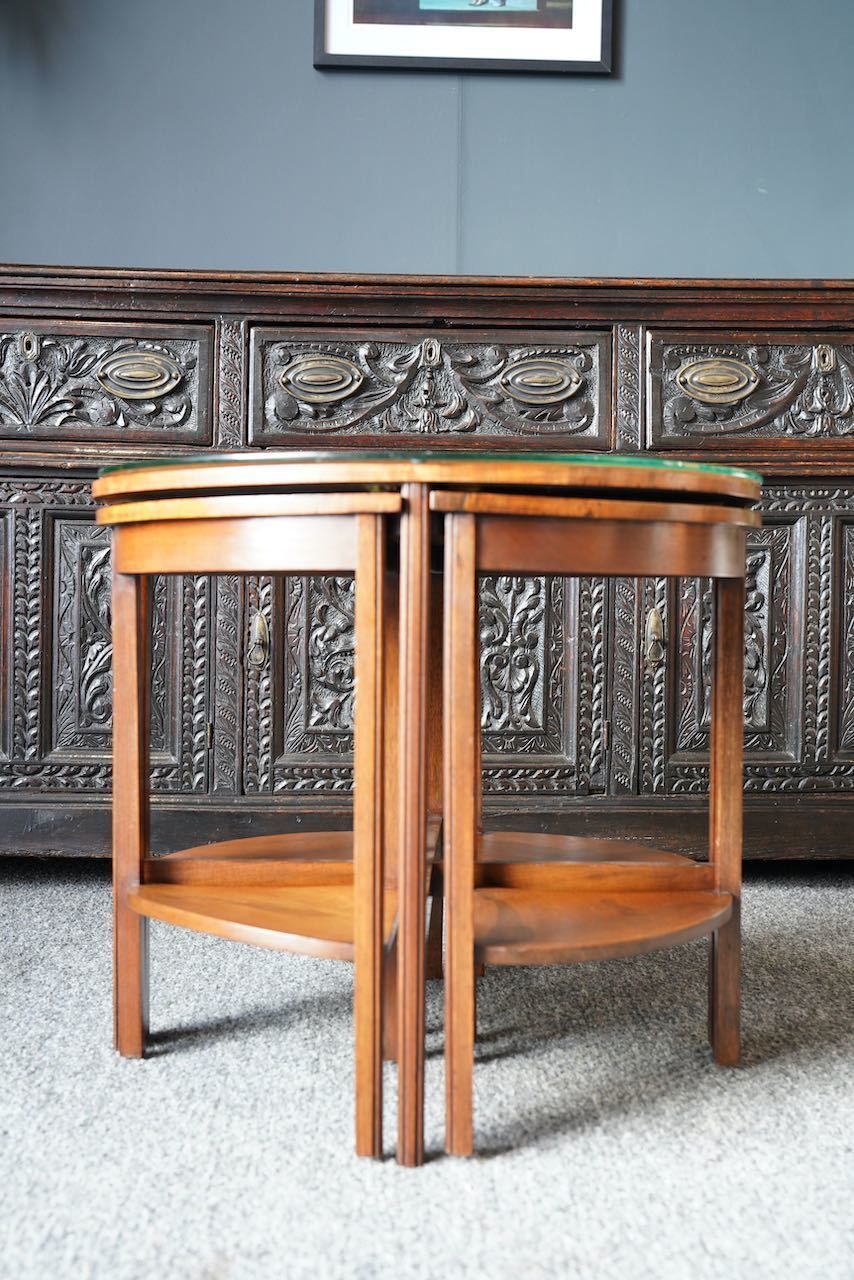 Antique Shibayama Inlaid Japanese Nested Tables In Burr Walnut photo for sale
