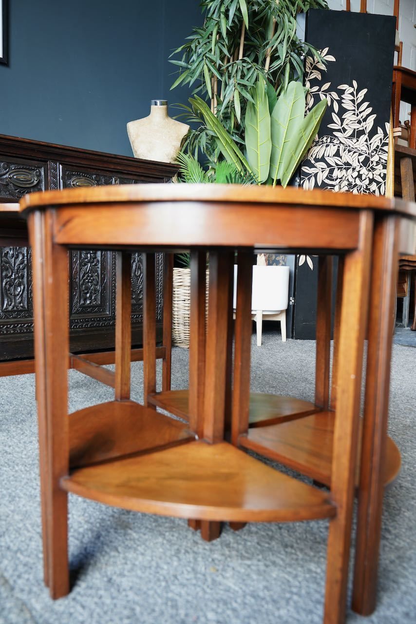 600.0 Antique Shibayama Inlaid Japanese Nested Tables In Burr Walnut photo