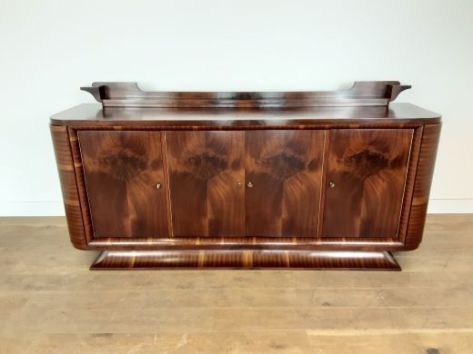 French Art Deco Flame Mahogany Sideboard