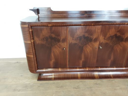 French Art Deco Flame Mahogany Sideboard photo for sale