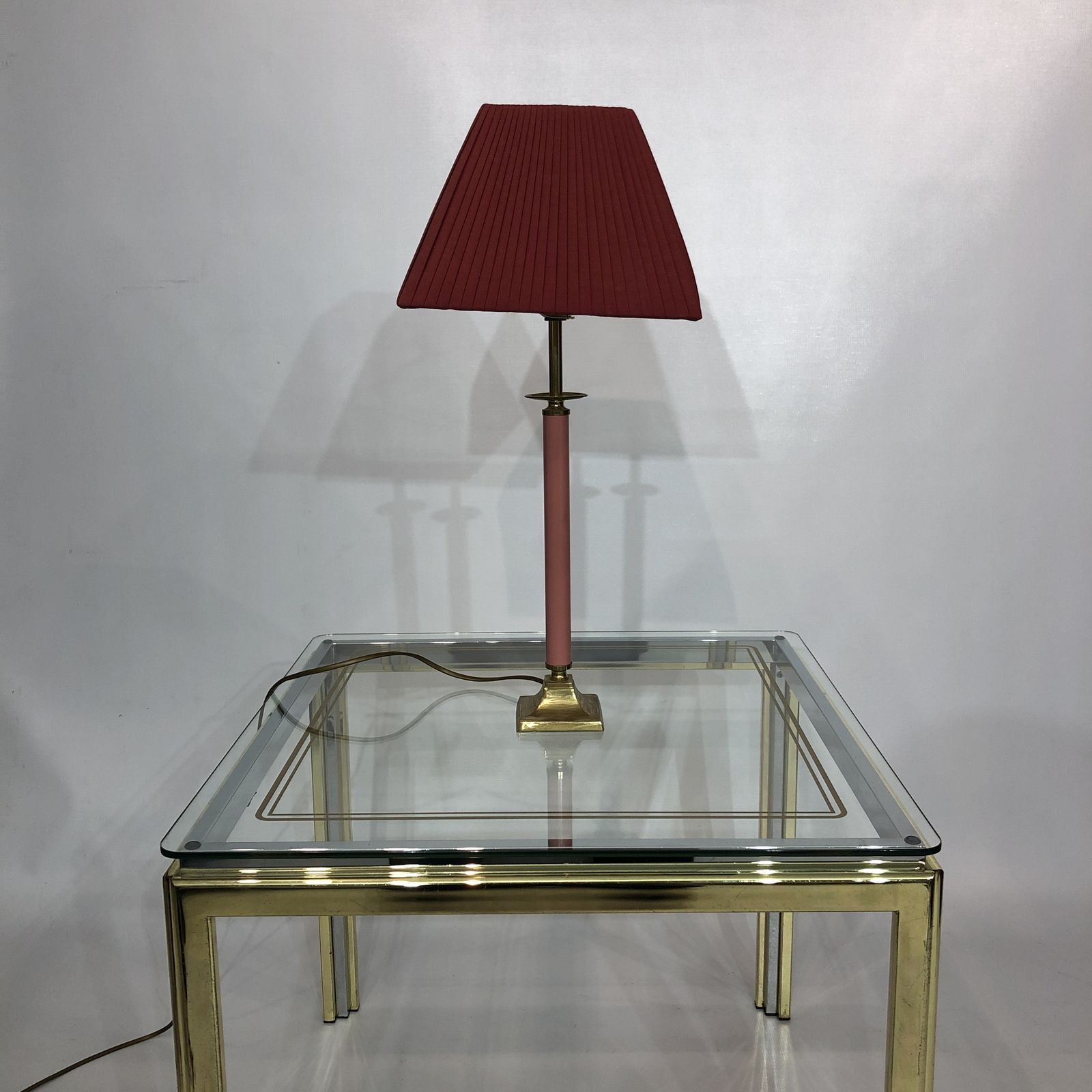 1980s Brass And Pink Enamel Table Lamp Memphis Vintage Arcade Candle photo furniture