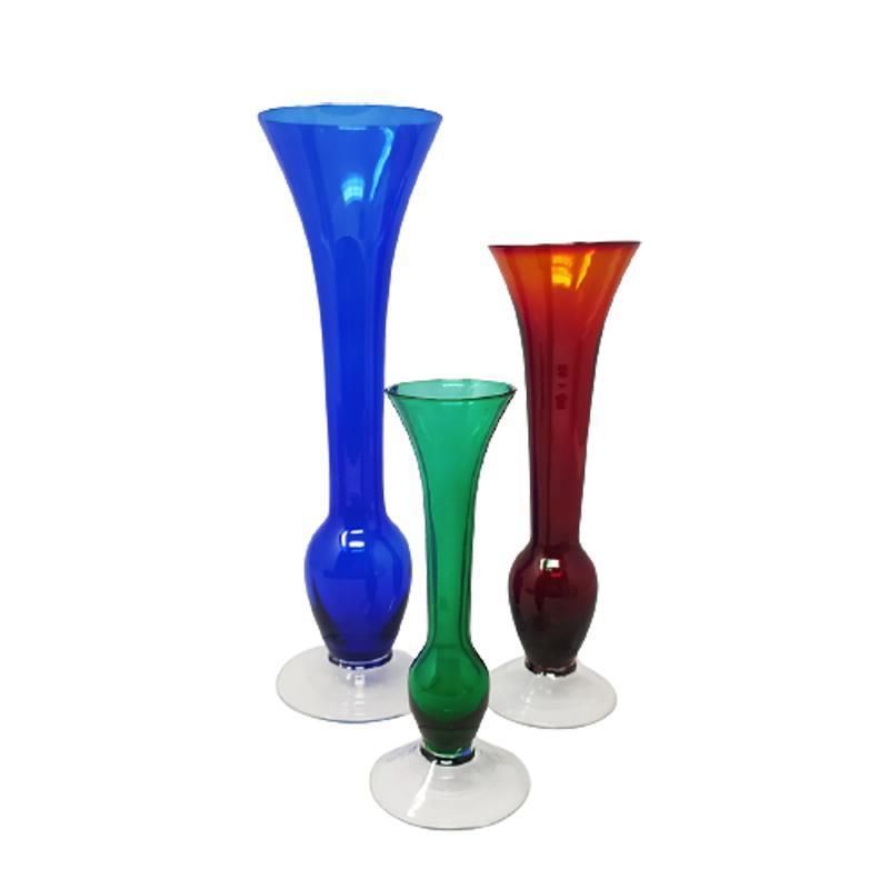 Gorgeous Set Of 3 Vases In Murano Glass