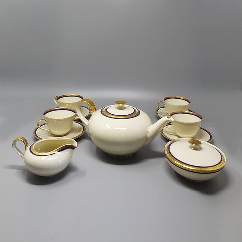 1950s Gorgeous White, Blue And Gold Tea Set/Coffee Set In Bavaria Porcelain. Made In Germany photo furniture