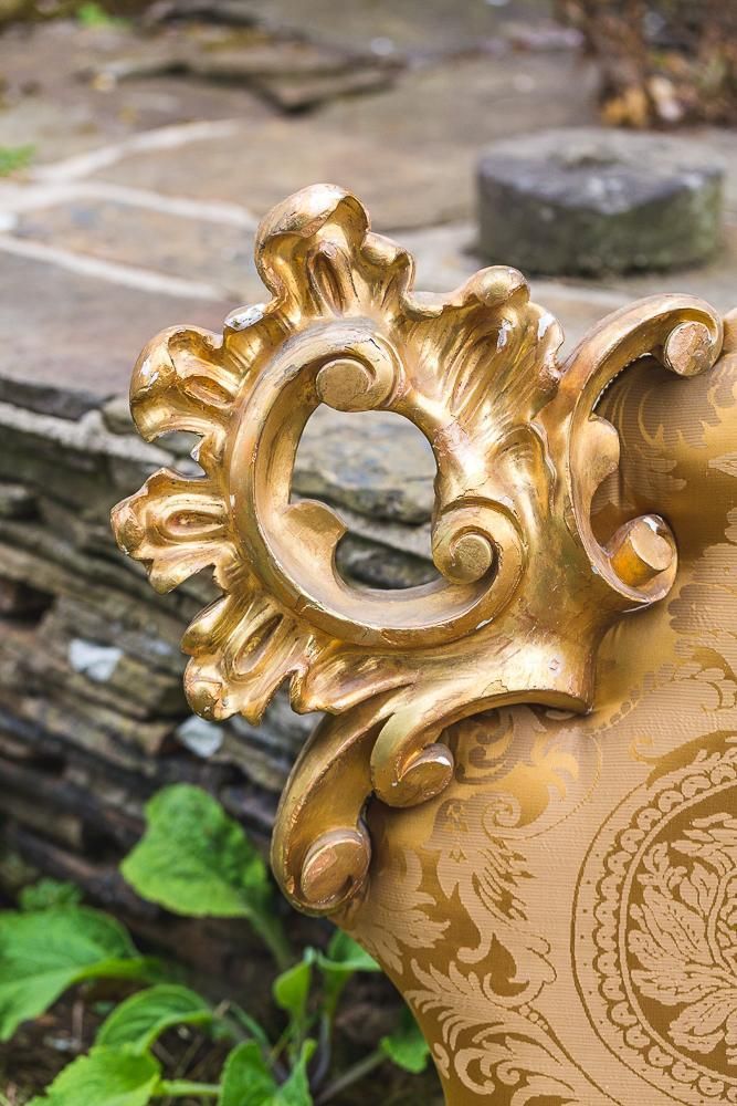 Late 20th Century Carved Gilt Wood Cushion Back Headboard photo for sale