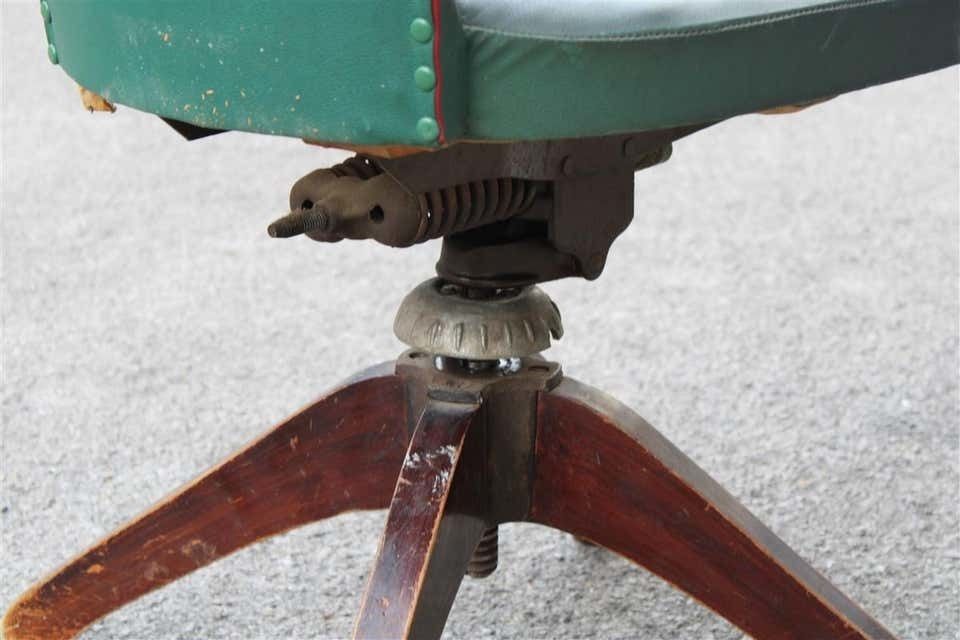 Green Mid Century Swivel Italian Chair Office Feet Wood Melchiorre Bega Style photo buy