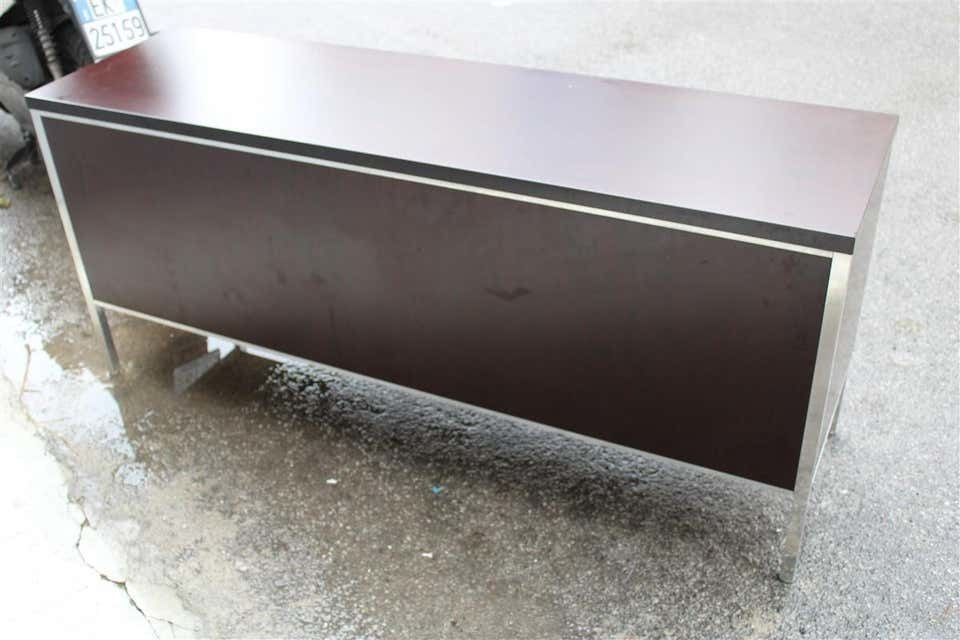 Minimalist Sideboard In Wood And Metal Parts Tecno 1970 Italia photo for sale