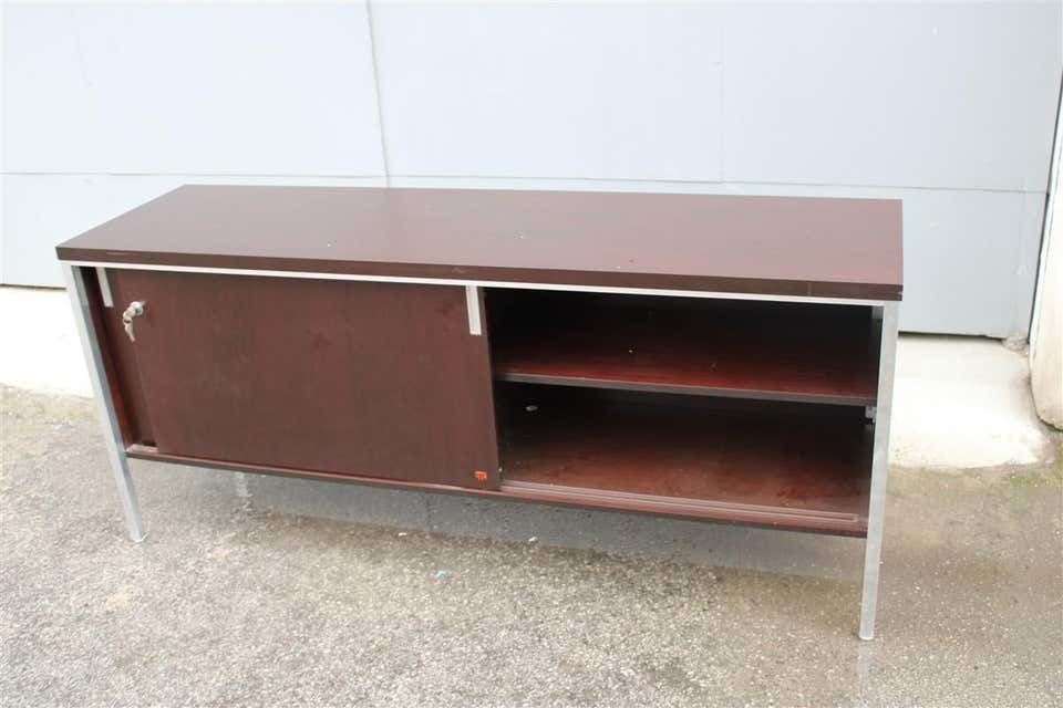 photo for sale Minimalist Sideboard In Wood And Metal Parts Tecno 1970 Italia