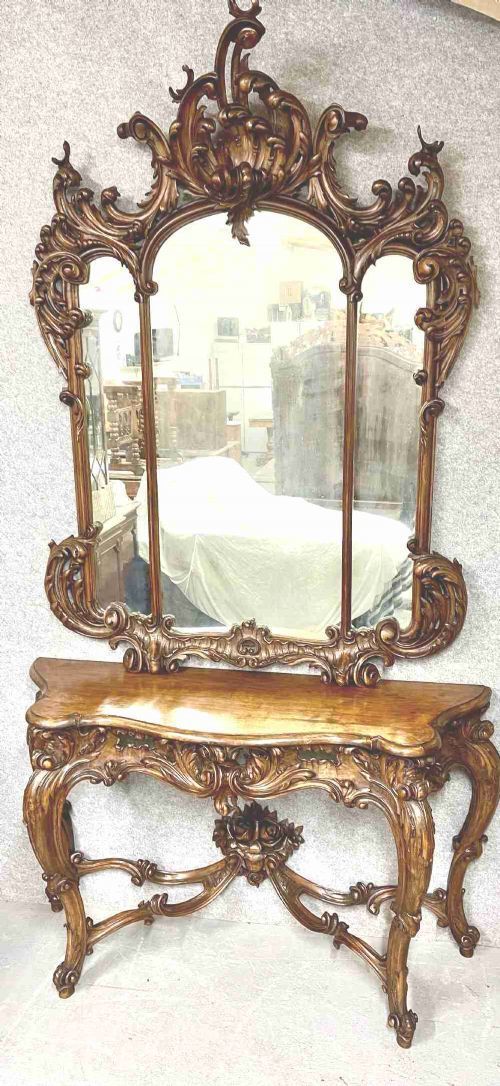 Stunning Antique Walnut Console Table photo for sale