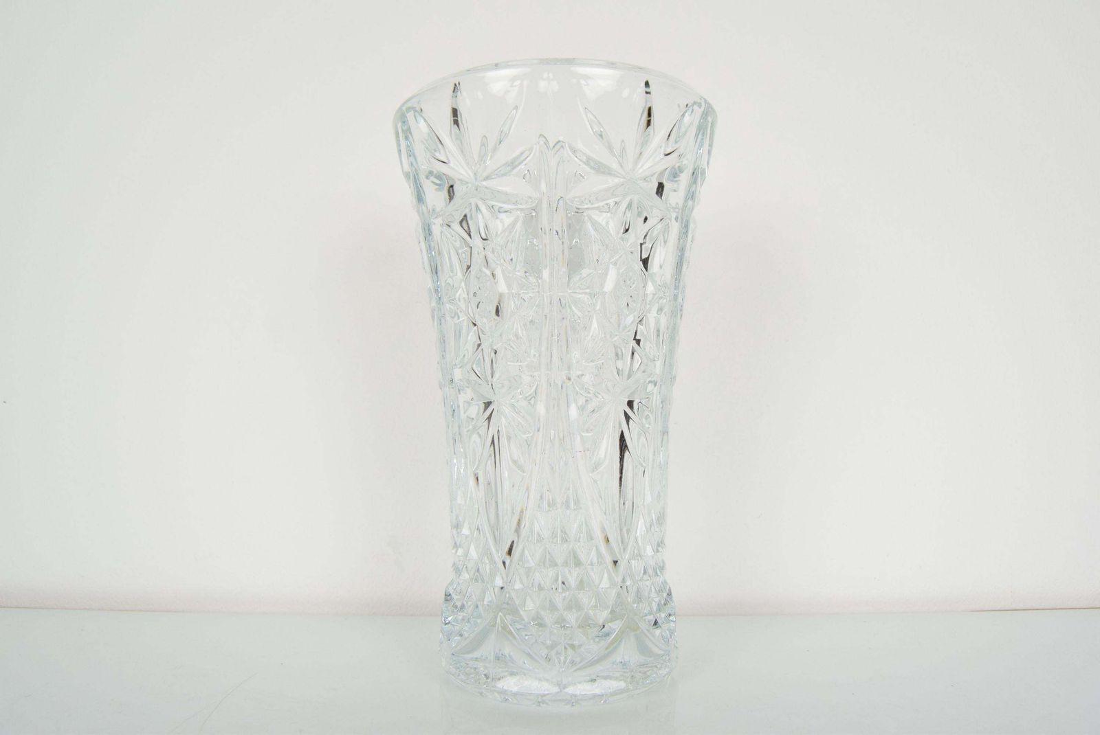 Mid Century Crystal Glass Vase,1950's photo vintage